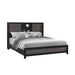 Urban Farmhouse King Size Bed with Bookcase, Dark Gray and Black, Solid Wood and MDF Default -DTYStore