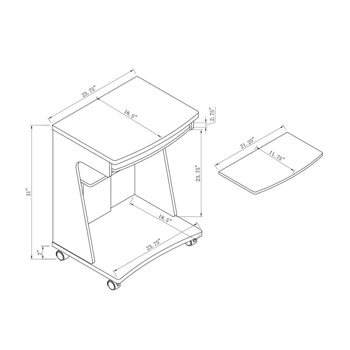 Utility Cart Microwave Cart Kitchen Cart Computer Cart one gliding shelf two shelves rounded corners mobile on rolling castor wheels mahogany color Default -DTYStore