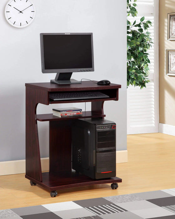 Utility Cart Microwave Cart Kitchen Cart Computer Cart one gliding shelf two shelves rounded corners mobile on rolling castor wheels mahogany color Default -DTYStore