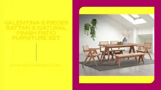 Valentina 6 Pieces Rattan & Natural Finish Patio Furniture Set Default -DTYStore