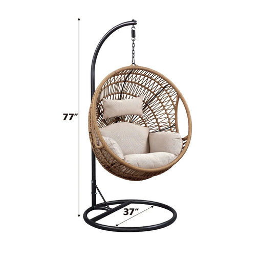 Vasant Beige Fabric & Rope Hanging Chair Default -DTYStore