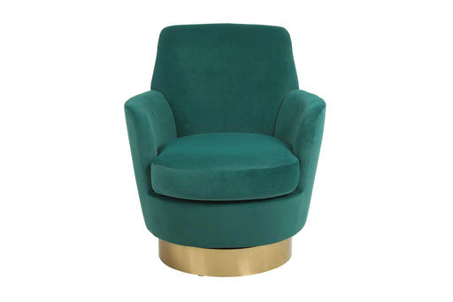 Velvet Swivel Barrel Chair, Swivel Accent Chairs Armchair for Living Room, Reading Chairs for Bedroom Comfy, Round Barrel Chairs with Gold Stainless Steel Base (Emerald) Default -DTYStore