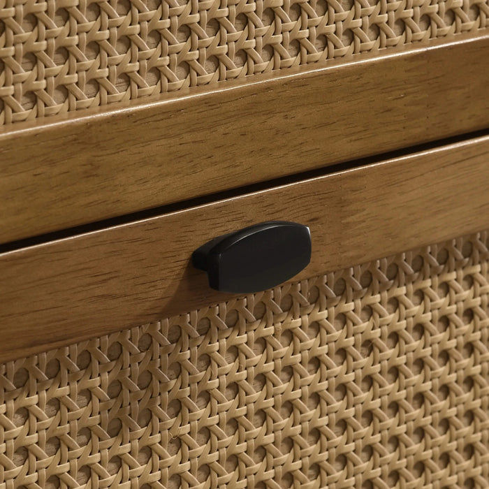 Vichy 2-Piece Rubberwood Corduroy Bedroom Set, Platform Bed with Nightstand, Queen Default -DTYStore