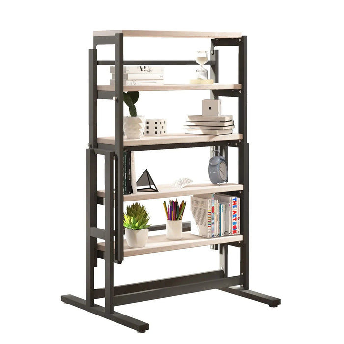 Vintage White Solid Mahogany Wood Multifunction Convertible Dining Table, Space-Saving Shelf for Dining Room or Kitchen Default -DTYStore