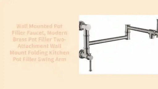 Wall mounted Pot Filler Faucet, Modern Brass Pot Filler Two-Attachment Wall Mount Folding Kitchen Pot Filler Swing Arm -DTYStore