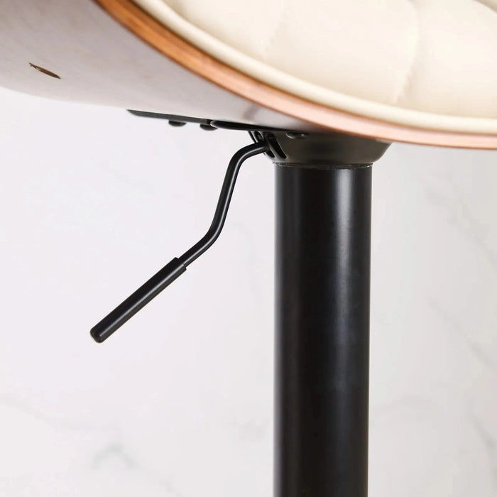 Walnut Bentwood Bar Stools Mid Century Modern Adjustable Counter Height Black Leather Upholstered 360°Swivel Bar Chairs for Kitchen Island/Dining Room/Cafe, 1 chair/1carton,Beige Default -DTYStore