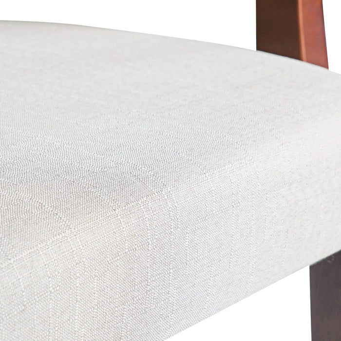 Walnut Finish Upholstered Dining Chairs Set of 2 – Traditional Armchairs with Curved Lines, Solid Hardwood Frame & Padded Armrests, Elegant Beige Fabric Side Chairs for Dining Room or Kitchen Default -DTYStore