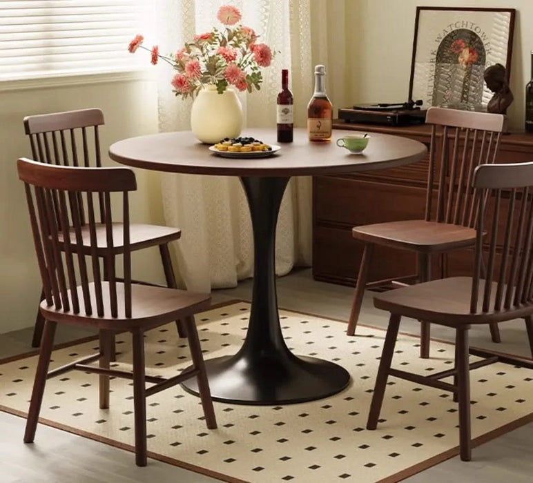 Walnut Round Table, Modern Dining Table, Dining Table,MDF Top and Steel Base Tulip Round Kitchen Table,Kitchen Table, Mid Century Coffee Table for Living Room 24 Inch,Oval Dining Table,Mother's day Default -DTYStore