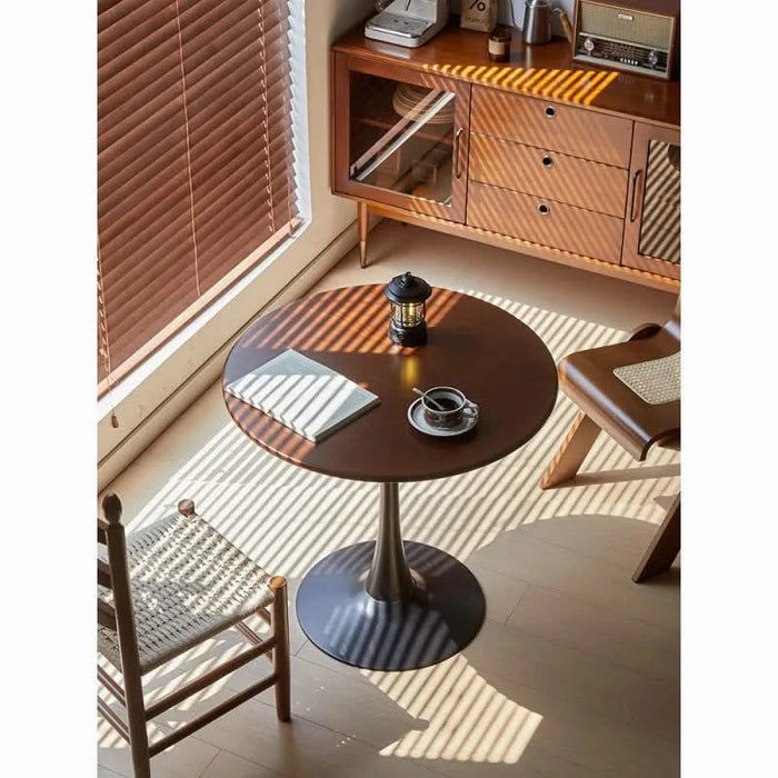 Walnut Round Table, Modern Dining Table, Dining Table,MDF Top and Steel Base Tulip Round Kitchen Table,Kitchen Table, Mid Century Coffee Table for Living Room 24 Inch,Oval Dining Table,Mother's day Default -DTYStore