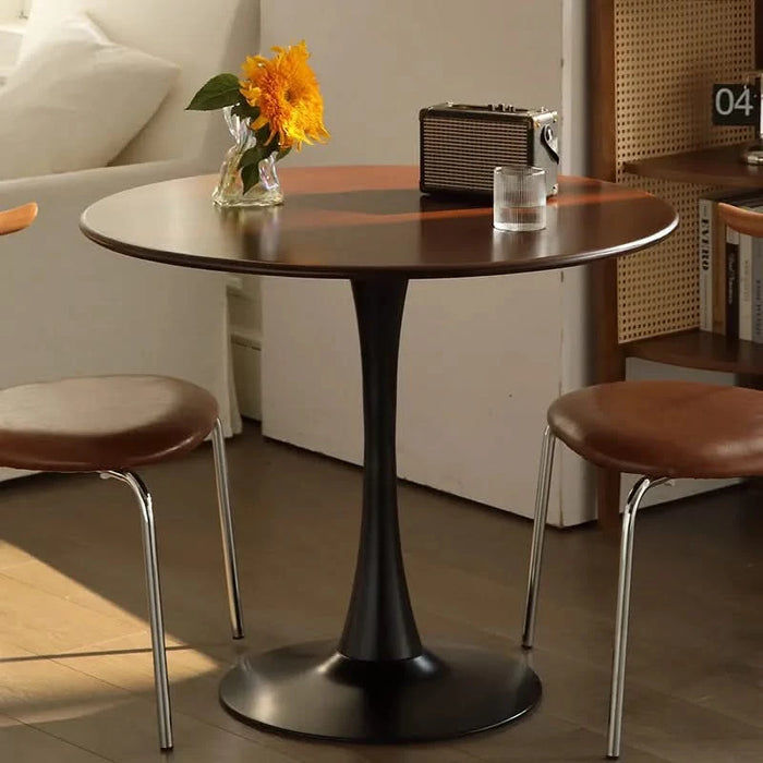 Walnut Round Table, Modern Dining Table, Dining Table,MDF Top and Steel Base Tulip Round Kitchen Table,Kitchen Table, Mid Century Coffee Table for Living Room 24 Inch,Oval Dining Table,Mother's day Default -DTYStore