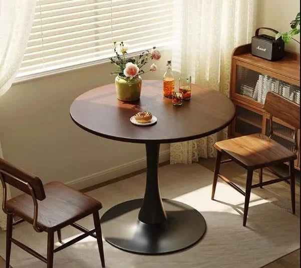 Walnut Round Table, Modern Dining Table, Dining Table,MDF Top and Steel Base Tulip Round Kitchen Table,Kitchen Table, Mid Century Coffee Table for Living Room 24 Inch,Oval Dining Table,Mother's day Default -DTYStore