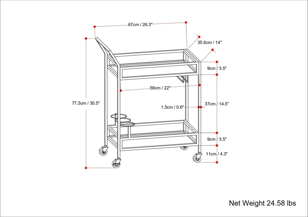 Watts - 26' Bar Cart - Chrome Default -DTYStore