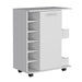White 4-wheel bar cart cabinet for kitchen or living room, with 6 side built-in bottle racks, 1 interior shelve, 2 side shelves, 2 space with wood door to store glasses, cups, coffee or snacks. Default -DTYStore