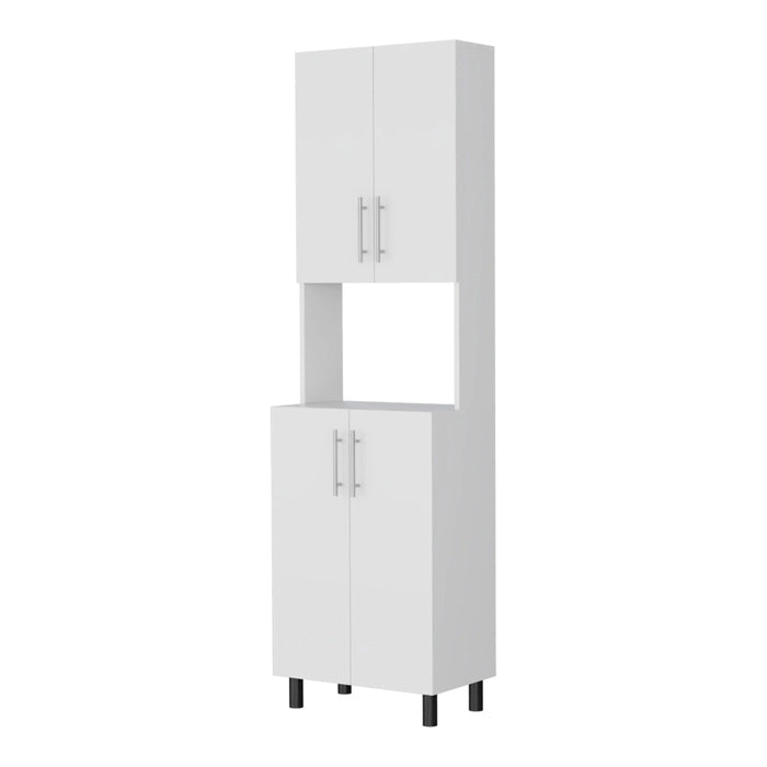White Double Cabinet Kitchen Pantry with Open Storage Default -DTYStore