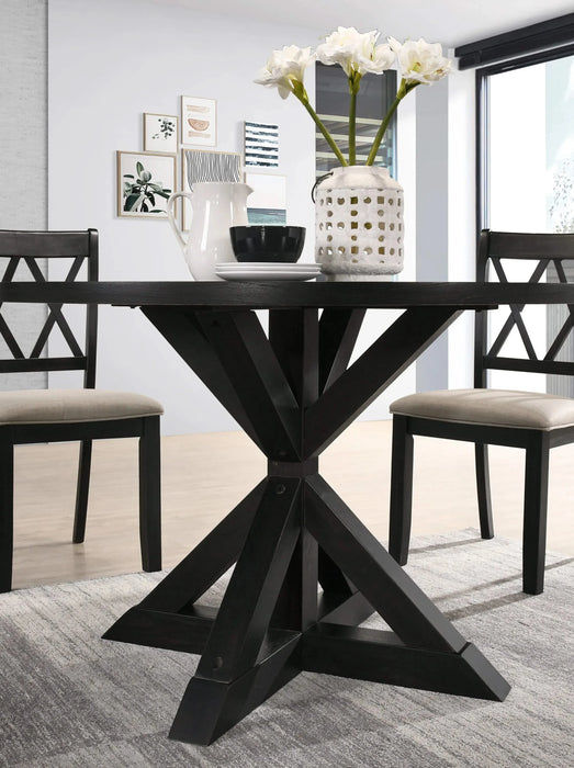 Windvale Cross-Buck Base Dining Table in Black Default -DTYStore