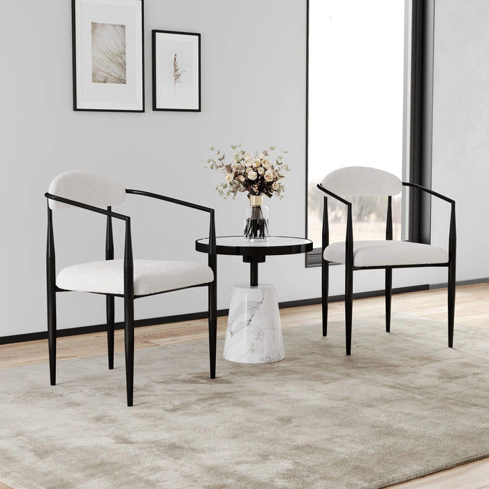 Woker Dining Chairs Set of 2, Mid-Century Modern Dining Chairs, Kitchen Dining Room Chairs, Round Boucle Backrest Sherpa Dining Chair with Black Metal Legs Default -DTYStore