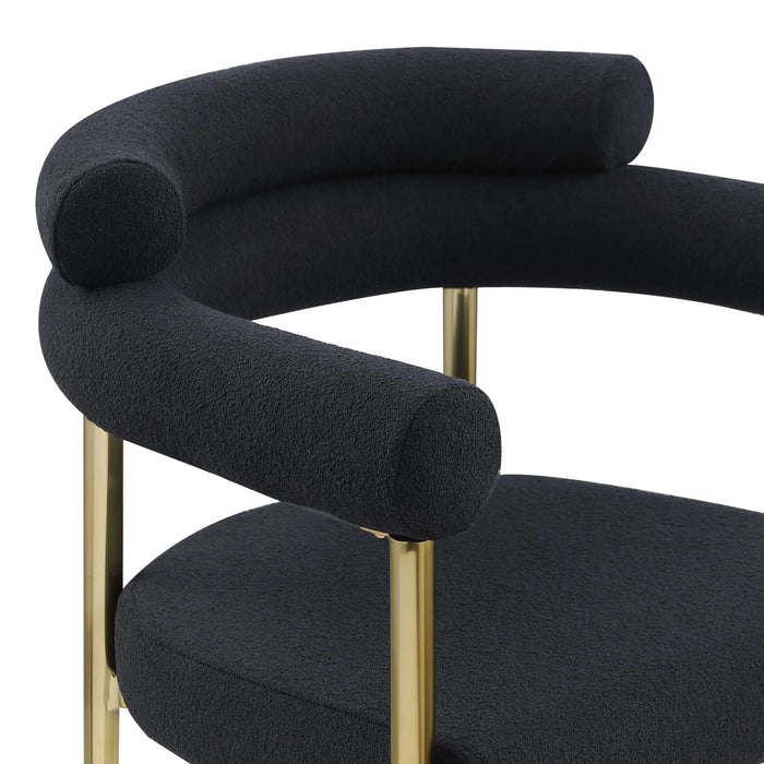 Woker Dining Chairs Set of 2, Mid-Century Modern Dining Chairs, Kitchen Dining Room Chairs, Round Boucle Backrest Sherpa Dining Chair with Brushed Bronze Metal Legs Default -DTYStore