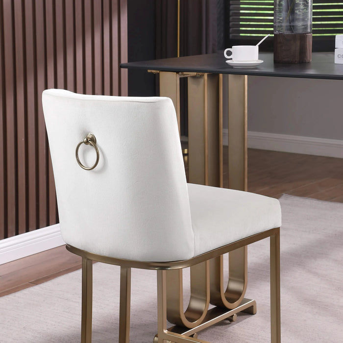 Woker Furniture Bar Stools Set of 2 Counter Height 26' Bar Stools with Back, Gold Brushed Barstools Modern Velvet Fabric Kitchen Stools for Counter Pub, Upholstered Dining Chairs - Creamy White Default -DTYStore