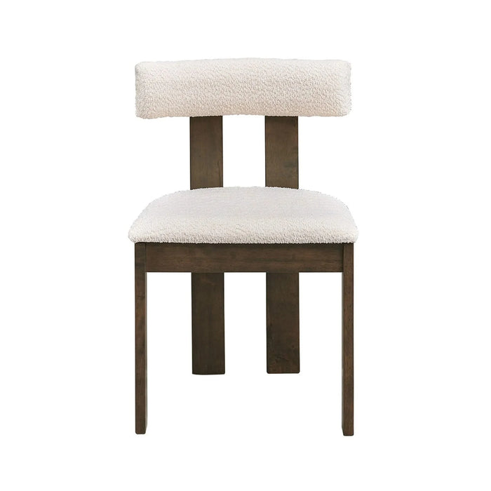 Wooden Dining Chairs Set of 2, Modern Boucle Upholstered Kitchen Side Chairs,Mid Century Modern Kitchen Chairs with Open Back Farmhouse Wooden Side Chairs for Dining Room,Living Room,Restaurant Default -DTYStore