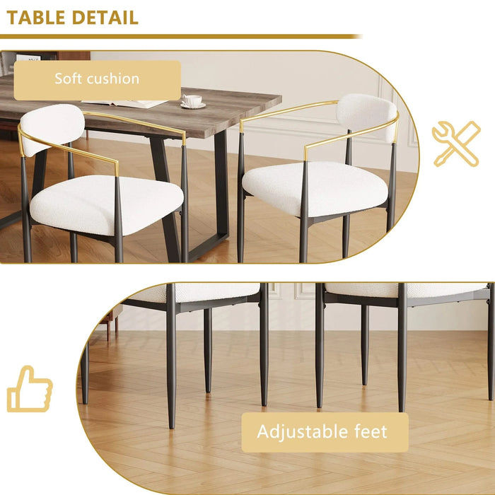 dining chairs set of 2 white , medieval modern dining chairs, teddy velvet chairs with metal legs, kitchen, easy to assemble suitable for home and office use Default -DTYStore