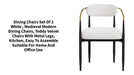 dining chairs set of 2 white , medieval modern dining chairs, teddy velvet chairs with metal legs, kitchen, easy to assemble suitable for home and office use Default -DTYStore