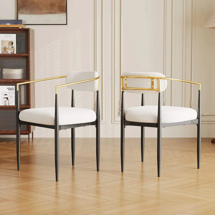 dining chairs set of 2 white , medieval modern dining chairs, teddy velvet chairs with metal legs, kitchen, easy to assemble suitable for home and office use Default -DTYStore