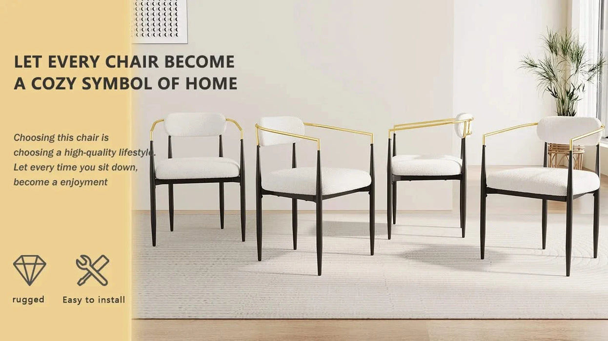 dining chairs set of 2 white , medieval modern dining chairs, teddy velvet chairs with metal legs, kitchen, easy to assemble suitable for home and office use Default -DTYStore