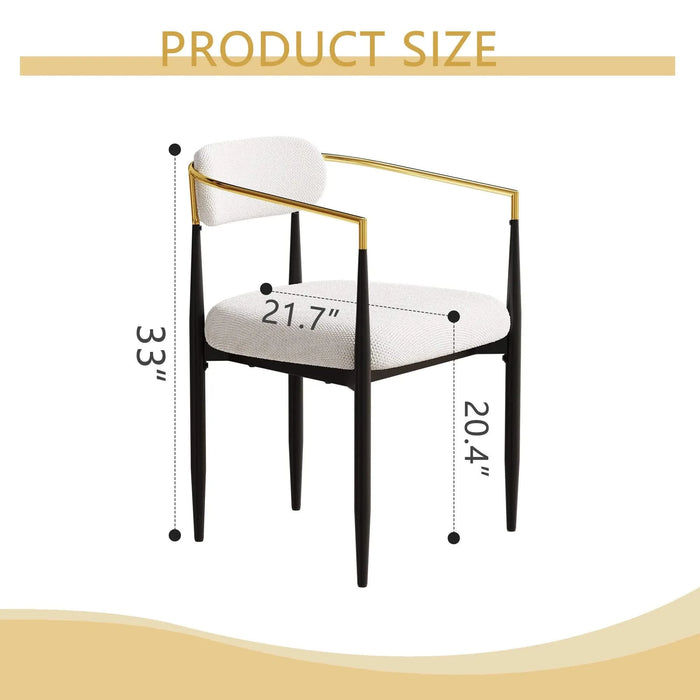 dining chairs set of 2 white , medieval modern dining chairs, teddy velvet chairs with metal legs, kitchen, easy to assemble suitable for home and office use Default -DTYStore