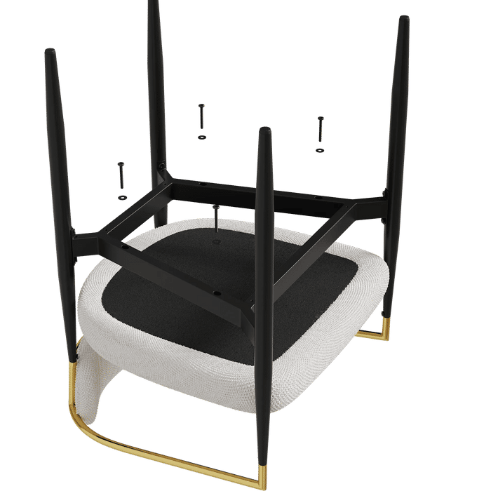 dining chairs set of 2 white , medieval modern dining chairs, teddy velvet chairs with metal legs, kitchen, easy to assemble suitable for home and office use Default -DTYStore