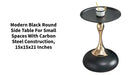 Modern Black Round Side Table for Small Spaces with Carbon Steel Construction, 15x15x21 inches by@Outfy