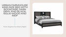 Urban Farmhouse King Size Bed with Bookcase, Dark Gray and Black, Solid Wood and MDF by@Outfy