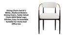 dining chairs set of 2 white , medieval modern dining chairs, teddy velvet chairs with metal legs, kitchen, easy to assemble suitable for home and office use by@Outfy