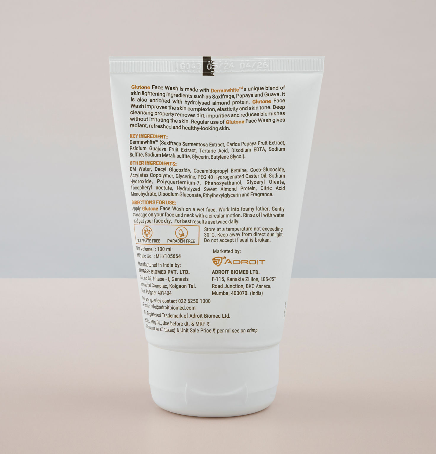 Glutone face wash product details