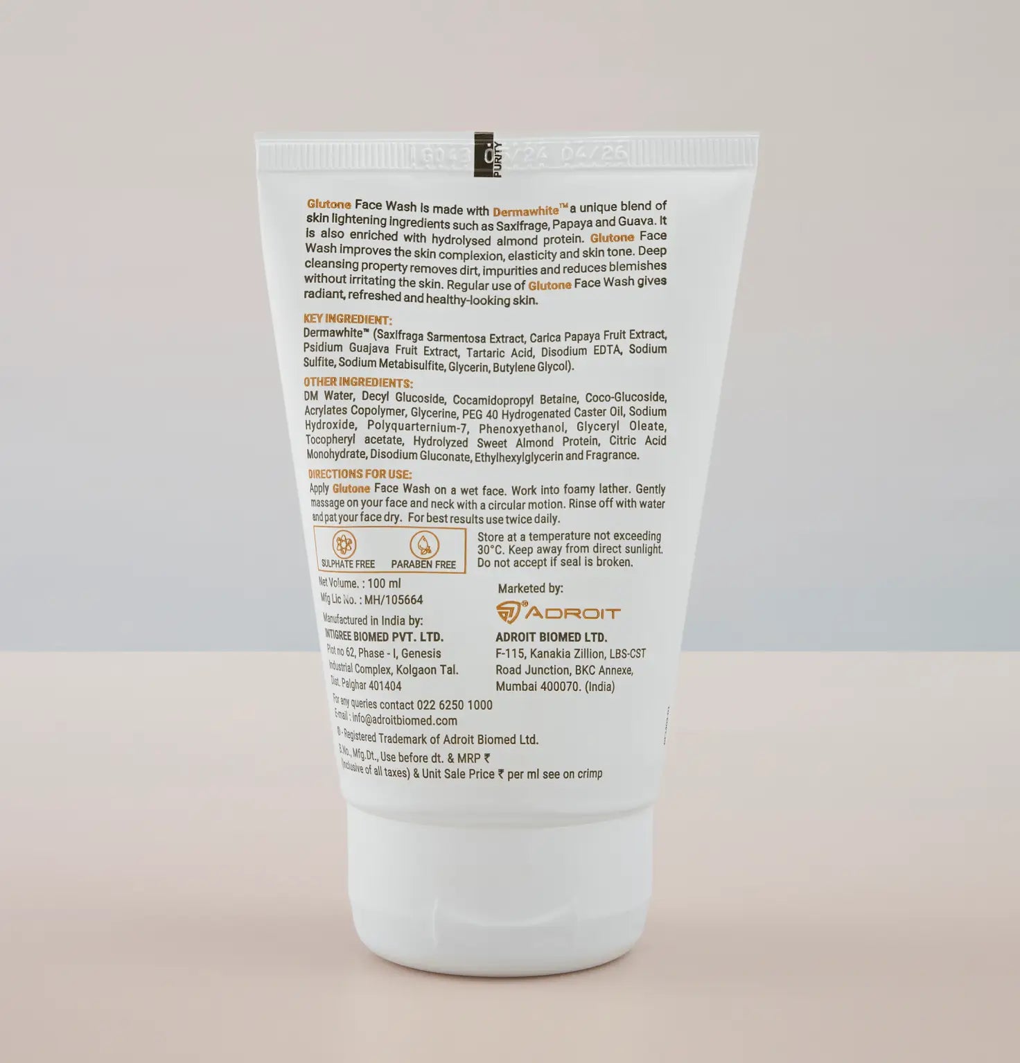 Glutone face wash product details