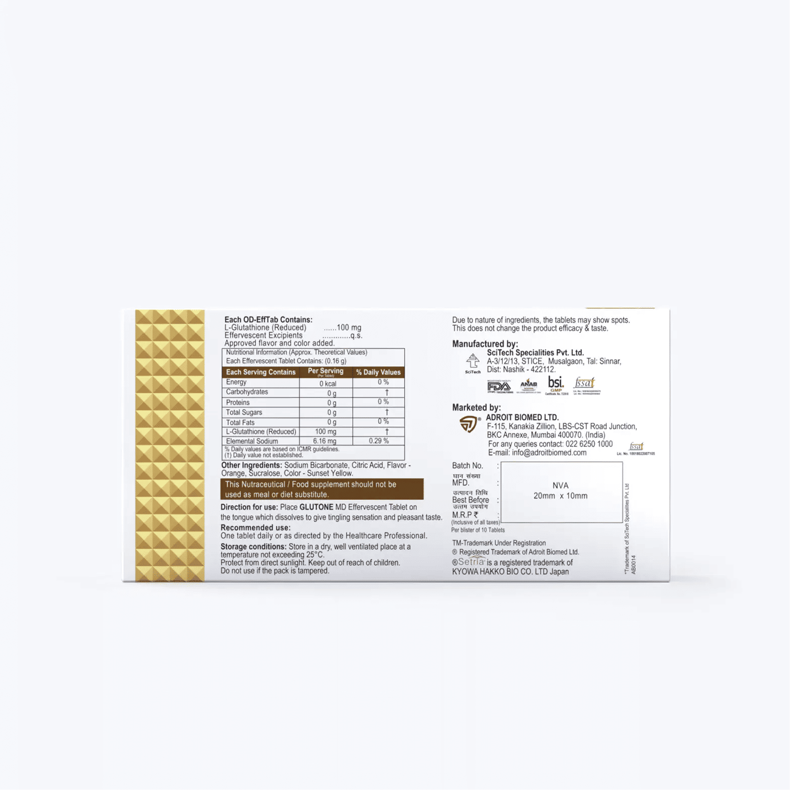 Glutone MD - Mini Effervescent Glutathione Tablet 