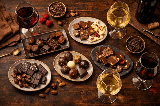 Chocolate and wine pairing at a guided tasting event