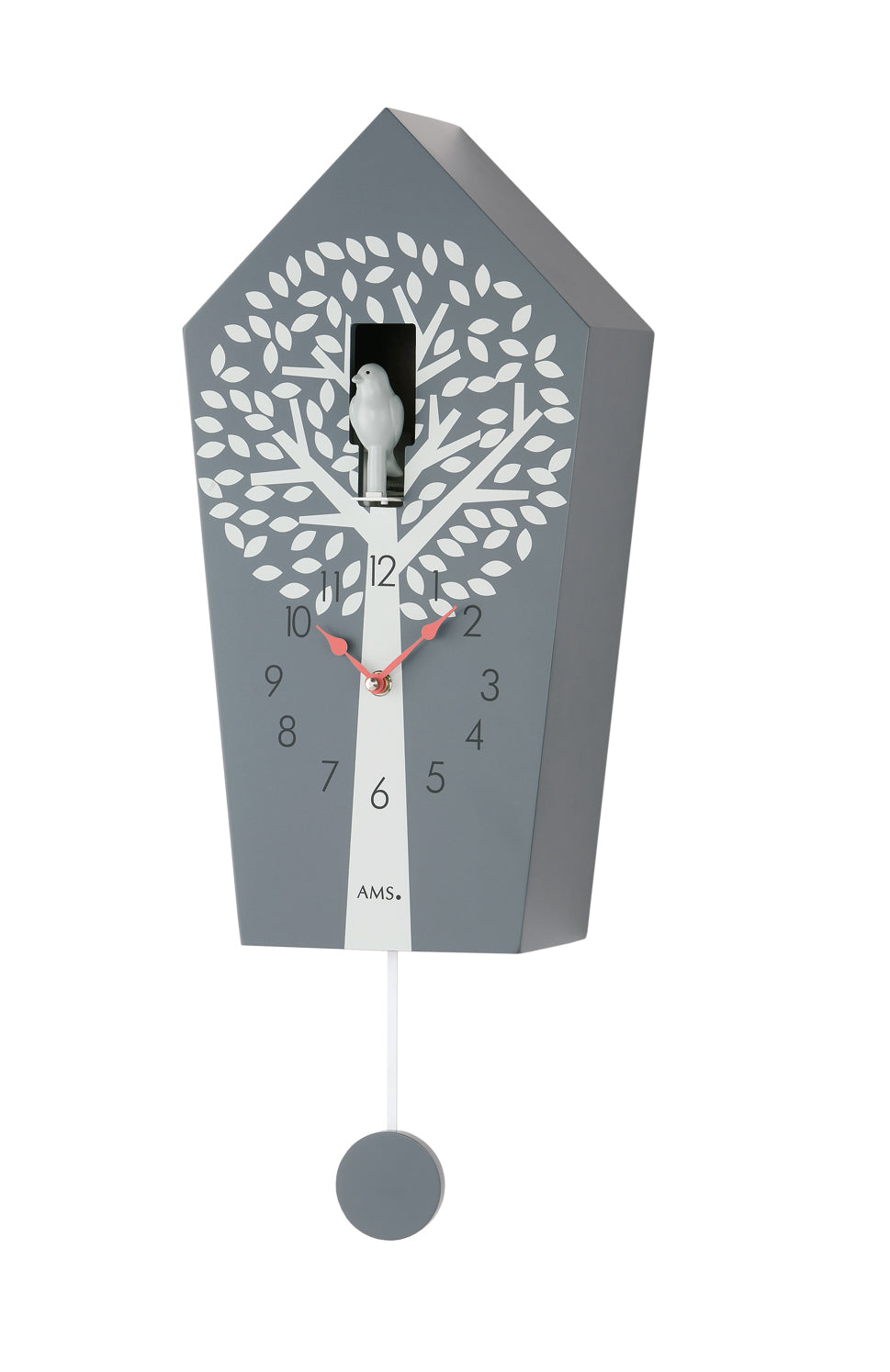 Horloge murale design maison de coucou, anthracite, avec pendule et cadran