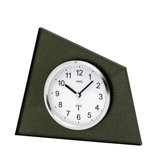 Horloge à poser avec cadran analogique, cadre anthracite et anneau en aluminium