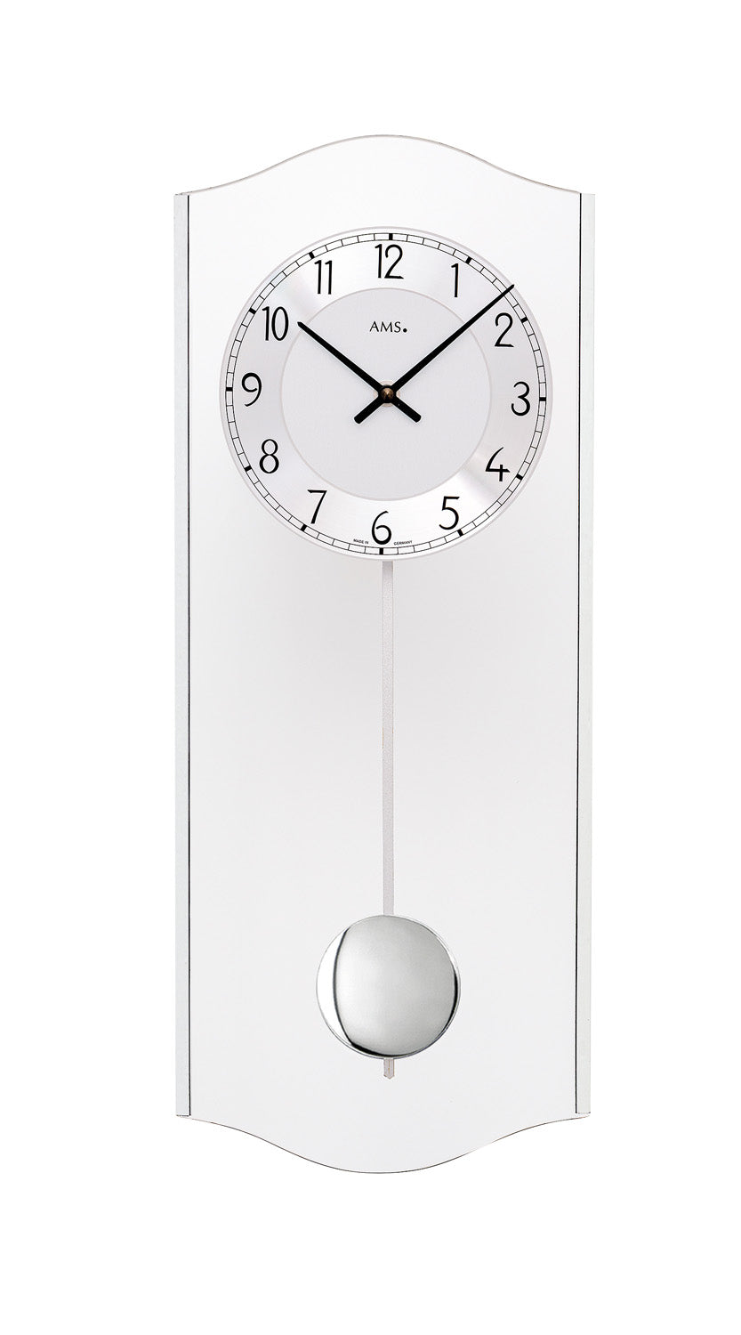 Horloge murale avec cadran rond et bouton pendule, boîtier blanc