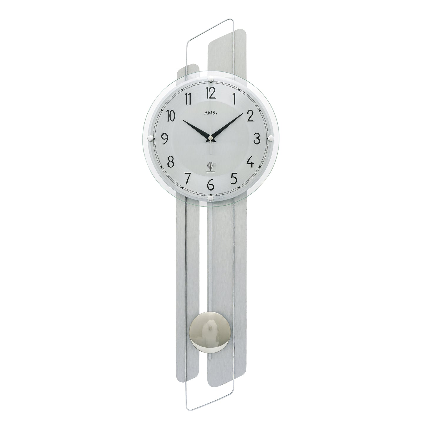 Horloge murale avec cadran rond, boîtier en aluminium et verre minéral bombé
