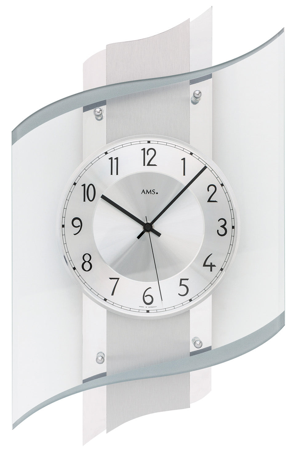 Horloge murale ronde avec cadran blanc, aiguilles noires et couvercle en verre transparent