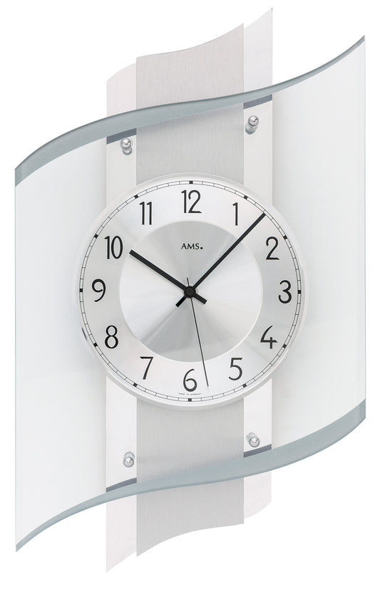 Horloge murale ronde avec cadran blanc, aiguilles noires et couvercle en verre transparent
