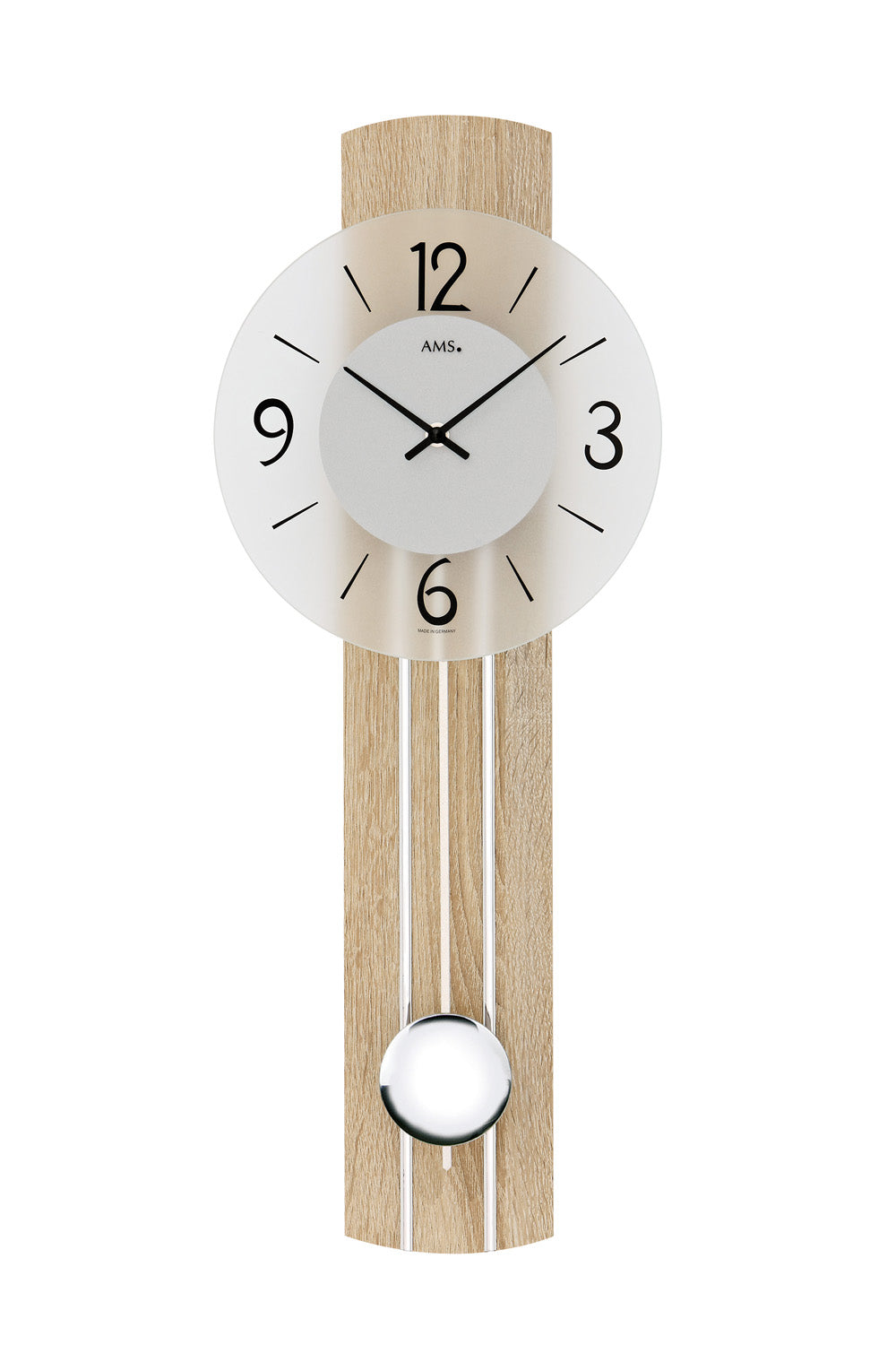 Horloge murale avec cadran rond, aiguilles blanches et noires, pendule sous cloche en verre
