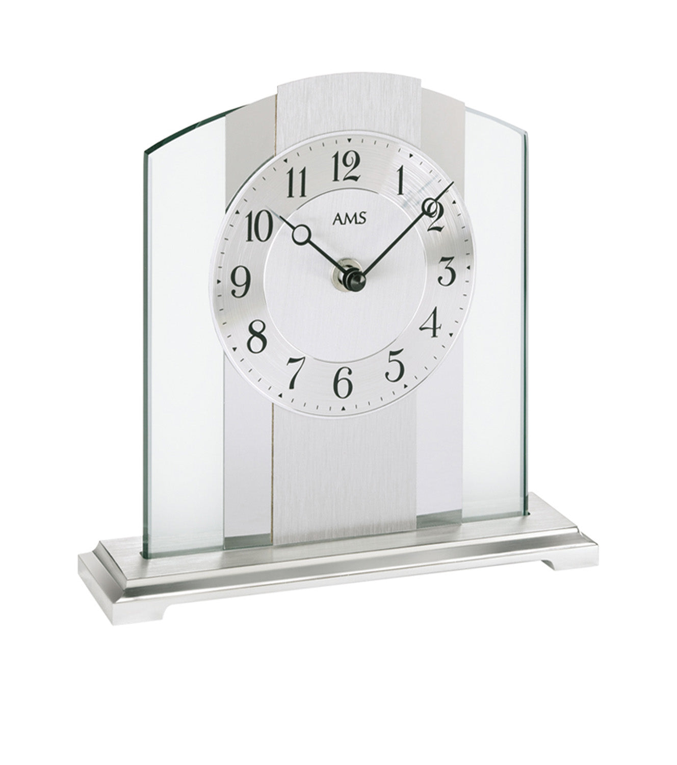 Horloge de table avec cadran rond, AMS, boîtier en aluminium et verre minéral, mouvement à quartz