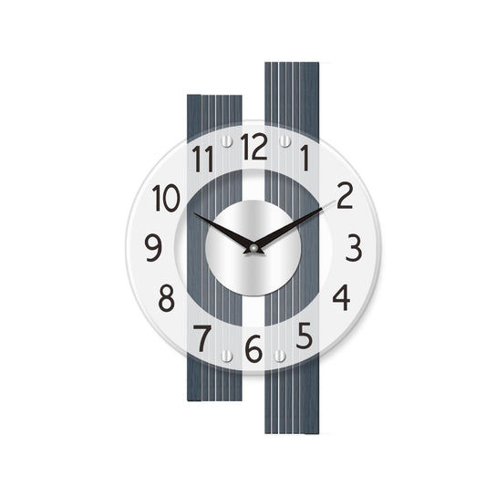 Horloge murale avec cadran rond, rayures anthracite et aiguilles