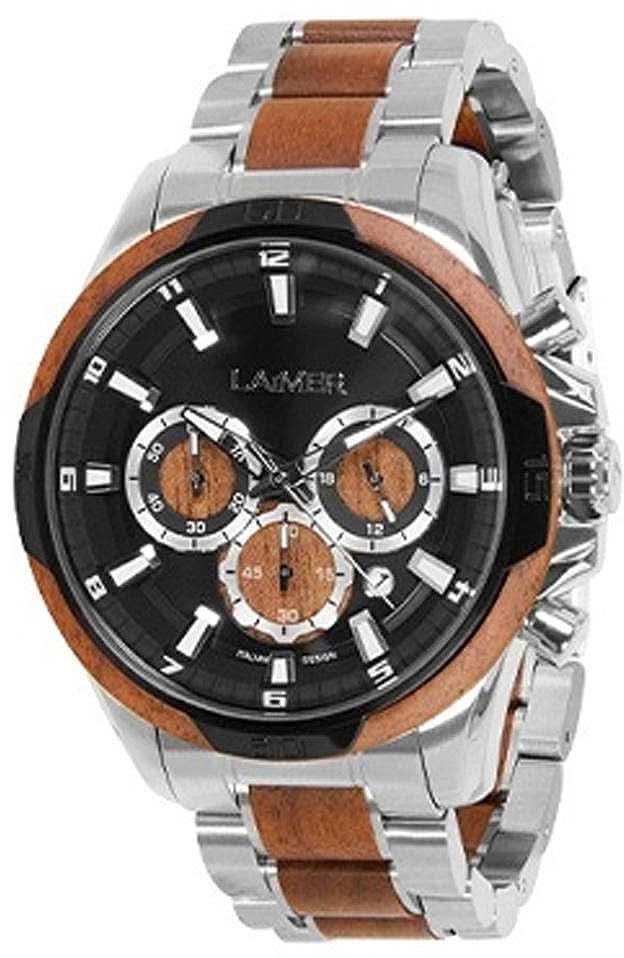 Laimer Ned 0195 Montre Homme • Chronographe en noyer • Détails en acier inoxydable
