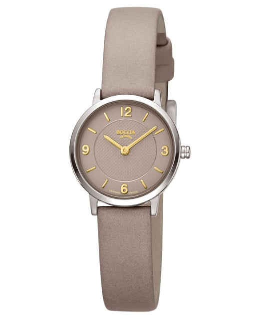 Boccia 3371-06 Damen Armbanduhr Beige • Leichtes Titangehäuse • Saphirglas