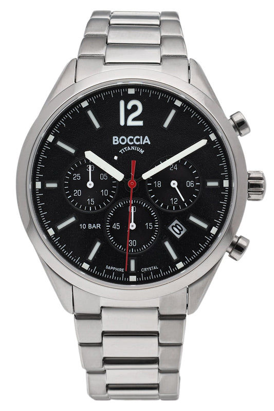 Boccia 3732-01 Herren Armbanduhr Anthrazit • Saphirglas • Titan-Chronograph