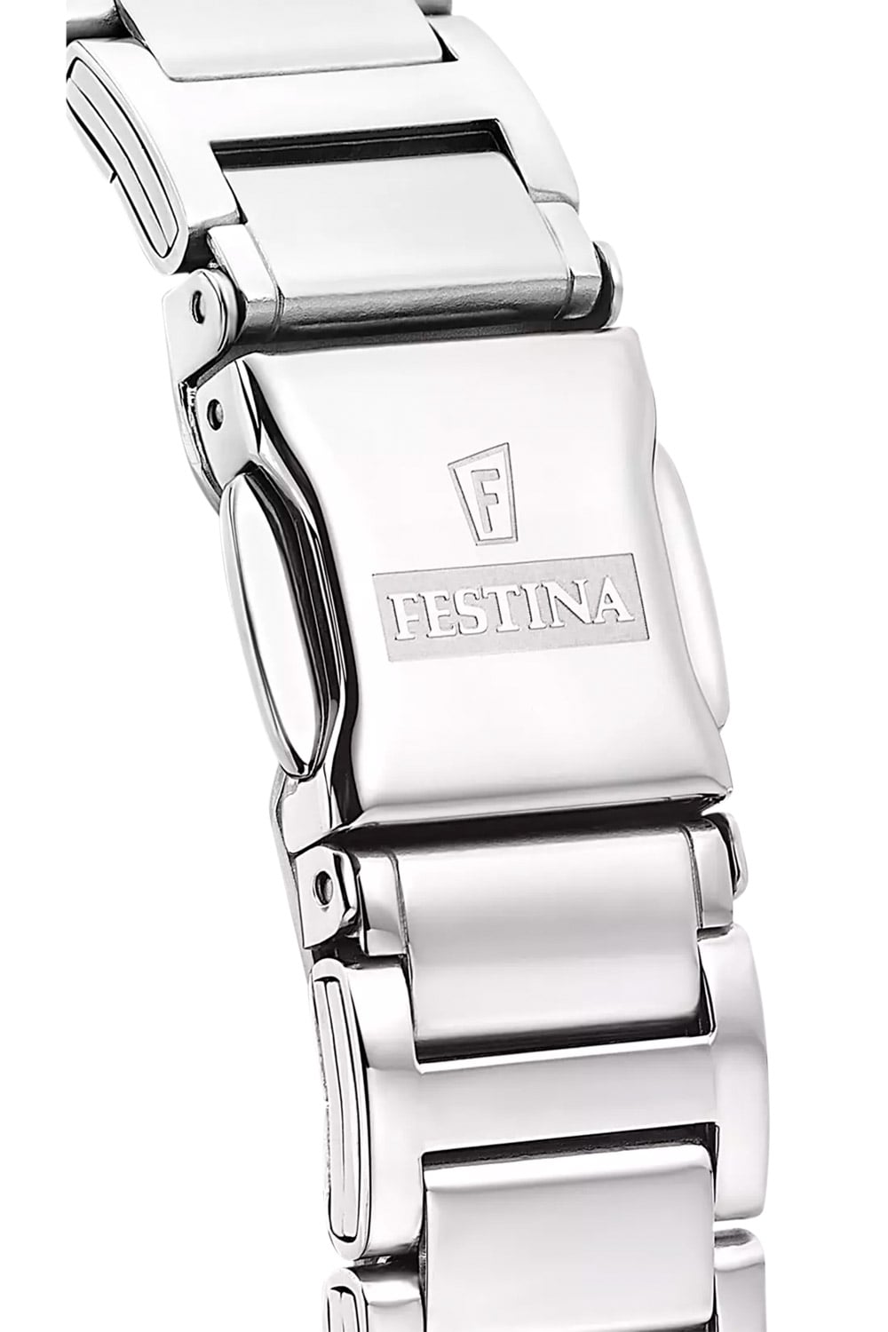 Edelstahlarmband mit Schließe und Gravur, silberfarbene Damenarmbanduhr