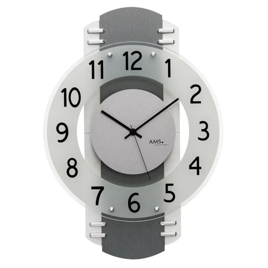 Horloge murale AMS 30x26x5 cm Bois • Mouvement radio-piloté précis • Design moderne